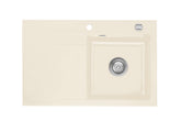 SYSTEMCERAM Einbauspüle Stema 80 F Be. Re. Magnolie 10 inkl. Excenterbetätigung, für 45 cm Schrankbreite, Spüle zum flächenbündigen Einbau, inkl. 4 x Eckradien R 10 Auflage Becken rechts 55540210