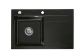 SYSTEMCERAM Einbauspüle Stema 80 Be. Li. Nero 68 inkl. Excenterbetätigung, für 45 cm Schrankbreite, Einbauspüle Auflage Becken links 50550268