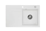 SYSTEMCERAM Einbauspüle Stema 80 F Be. Re. Satin 20 inkl. Excenterbetätigung, für 45 cm Schrankbreite, Spüle zum flächenbündigen Einbau, inkl. 4 x Eckradien R 10 Auflage Becken rechts 55540220