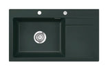 SYSTEMCERAM Einbauspüle Stema 86 SL Be. li. Eibe 56 inkl. Handbetätigung, für 60 cm Schrankbreite, Einbauspüle Auflage Becken links 50110156
