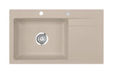 SYSTEMCERAM Einbauspüle Stema 86 SL Be. li. Fango 23 inkl. Excenterbetätigung, für 60 cm Schrankbreite, Einbauspüle Auflage Becken links 50110223