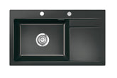 SYSTEMCERAM Einbauspüle Stema 86 SL Be. li. Nero 68 inkl. Excenterbetätigung, für 60 cm Schrankbreite, Einbauspüle Auflage Becken links 50110268