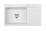 SYSTEMCERAM Einbauspüle Stema 86 SL Be. li. Satin 20 inkl. Handbetätigung, für 60 cm Schrankbreite, Einbauspüle Auflage Becken links 50110120