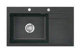 SYSTEMCERAM Einbauspüle Stema 86 SL Be. li. Schiefer 85 inkl. Excenterbetätigung, für 60 cm Schrankbreite, Einbauspüle Auflage Becken links 50110285