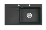 SYSTEMCERAM Einbauspüle Stema 86 SL Be. re. Schiefer 85 inkl. Handbetätigung, für 60 cm Schrankbreite, Einbauspüle Auflage Becken rechts 50100185