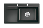 SYSTEMCERAM Einbauspüle Stema 86 SL Be. re. Nero 68 inkl. Excenterbetätigung, für 60 cm Schrankbreite, Einbauspüle Auflage Becken rechts 50100268