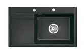 SYSTEMCERAM Einbauspüle Stema 86 SL Be. re. Nigra 87 inkl. Excenterbetätigung, für 60 cm Schrankbreite, Einbauspüle Auflage Becken rechts 50100287