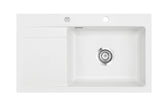 SYSTEMCERAM Einbauspüle Stema 86 SL Be. re. Polar 13 inkl. Excenterbetätigung, für 60 cm Schrankbreite, Einbauspüle Auflage Becken rechts 50100213