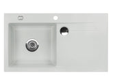 SYSTEMCERAM Einbauspüle Stema 90 Be. Li. Alu 76 inkl. Excenterbetätigung, für 60 cm Schrankbreite, Einbauspüle mit Sinktop Resteausguss Auflage Becken links 50530276
