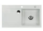 SYSTEMCERAM Einbauspüle Stema 90 Be. Re. Alu 76 inkl. Excenterbetätigung, für 60 cm Schrankbreite, Einbauspüle mit Sinktop Resteausguss Auflage Becken rechts 50520276
