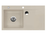 SYSTEMCERAM Einbauspüle Stema 90 Be. Li. Fango 23 inkl. Excenterbetätigung, für 60 cm Schrankbreite, Einbauspüle mit Sinktop Resteausguss Auflage Becken links 50530223