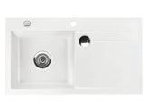 SYSTEMCERAM Einbauspüle Stema 90 Be. Li. Grönland 12 inkl. Excenterbetätigung, für 60 cm Schrankbreite, Einbauspüle mit Sinktop Resteausguss Auflage Becken links 50530212