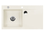 SYSTEMCERAM Einbauspüle Stema 90 F Be. Li. Jasmin 19 inkl. Handbetätigung, für 60 cm Schrankbreite, Spüle zum flächenbündigen Einbau mit Sinktop Resteausguss, inkl. 4 x Eckradien R 10 Auflage Becken links 55530119