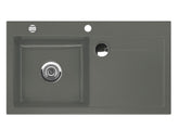 SYSTEMCERAM Einbauspüle Stema 90 Be. Li. Lava 80 inkl. Excenterbetätigung, für 60 cm Schrankbreite, Einbauspüle mit Sinktop Resteausguss Auflage Becken links 50530280