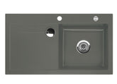 SYSTEMCERAM Einbauspüle Stema 90 Be. Re. Lava 80 inkl. Excenterbetätigung, für 60 cm Schrankbreite, Einbauspüle mit Sinktop Resteausguss Auflage Becken rechts 50520280