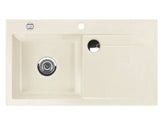 SYSTEMCERAM Einbauspüle Stema 90 Be. Li. Magnolie 10 inkl. Excenterbetätigung, für 60 cm Schrankbreite, Einbauspüle mit Sinktop Resteausguss Auflage Becken links 50530210
