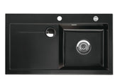 SYSTEMCERAM Einbauspüle Stema 90 Be. Re. Nero 68 inkl. Excenterbetätigung, für 60 cm Schrankbreite, Einbauspüle mit Sinktop Resteausguss Auflage Becken rechts 50520268