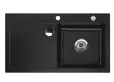 SYSTEMCERAM Einbauspüle Stema 90 Be. Re. Nigra 87 inkl. Excenterbetätigung, für 60 cm Schrankbreite, Einbauspüle mit Sinktop Resteausguss Auflage Becken rechts 50520287