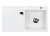 SYSTEMCERAM Einbauspüle Stema 90 Be. Re. Polar 13 inkl. Excenterbetätigung, für 60 cm Schrankbreite, Einbauspüle mit Sinktop Resteausguss Auflage Becken rechts 50520213