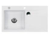 SYSTEMCERAM Einbauspüle Stema 90 Be. Li. Satin 20 inkl. Excenterbetätigung, für 60 cm Schrankbreite, Einbauspüle mit Sinktop Resteausguss Auflage Becken links 50530220