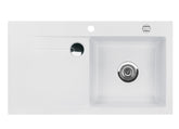 SYSTEMCERAM Einbauspüle Stema 90 Be. Re. Satin 20 inkl. Excenterbetätigung, für 60 cm Schrankbreite, Einbauspüle mit Sinktop Resteausguss Auflage Becken rechts 50520220