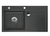 SYSTEMCERAM Einbauspüle Stema 90 Be. Li. Schiefer 85 inkl. Excenterbetätigung, für 60 cm Schrankbreite, Einbauspüle mit Sinktop Resteausguss Auflage Becken links 50530285