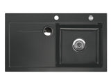 SYSTEMCERAM Einbauspüle Stema 90 Be. Re. Schiefer 85 inkl. Handbetätigung, für 60 cm Schrankbreite, Einbauspüle mit Sinktop Resteausguss Auflage Becken rechts 50520185