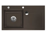 SYSTEMCERAM Einbauspüle Stema 90 Be. Li. Siena 65 inkl. Excenterbetätigung, für 60 cm Schrankbreite, Einbauspüle mit Sinktop Resteausguss Auflage Becken links 50530265