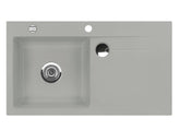 SYSTEMCERAM Einbauspüle Stema 90 Be. Li. Titan 78 inkl. Excenterbetätigung, für 60 cm Schrankbreite, Einbauspüle mit Sinktop Resteausguss Auflage Becken links 50530278