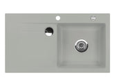SYSTEMCERAM Einbauspüle Stema 90 Be. Re. Titan 78 inkl. Excenterbetätigung, für 60 cm Schrankbreite, Einbauspüle mit Sinktop Resteausguss Auflage Becken rechts 50520278