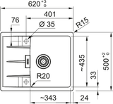 FRANKE Fragranitespüle CNG 611-62 Steingrau Drehknopf Edelstahl 114.0681.427