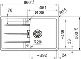 FRANKE Fragranitespüle CNG 611-86 Schiefergrau Drehknopf 114.0715.513