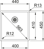 FRANKE Edelstahlbecken BXX 210/110-40 Edelstahl Handbedienung 127.0375.230
