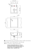 SYSTEMCERAM Einbauspüle Mera 46 F Schiefer 85 inkl. Excenterbetätigung, für 45 cm Schrankbreite, Spüle zum flächenbündigen Einbau, inkl. 4 x Eckradien R 10 Auflage keine Beckenlage 55560285