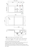 SYSTEMCERAM Einbauspüle Mera 100 F Be. Re. Polar 13 inkl. Handbetätigung, für 60 cm Schrankbreite, Spüle zum flächenbündigen Einbau, inkl. 4 x Eckradien R 10 Auflage Becken rechts 55760113