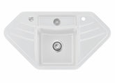 SYSTEMCERAM Einbauspüle Vega Eck Satin 20 inkl. Excenterbetätigung, für 90 cm Schrankbreite, Einbauspüle mit Resteschale Makrolon Auflage keine Beckenlage 50340220