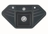 SYSTEMCERAM Einbauspüle Vega Eck Schiefer 85 inkl. Excenterbetätigung, für 90 cm Schrankbreite, Einbauspüle mit Resteschale Makrolon Auflage keine Beckenlage 50340285