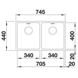 BLANCO ANDANO 340/340-IF Edelstahl Seidenglanz ohne Ablauffernbedienung 522981