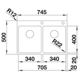 BLANCO ANDANO 340/340-IF/A Edelstahl Seidenglanz mit Ablauffernbedienung 525248