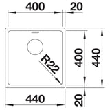 BLANCO ANDANO 400-U Edelstahl Seidenglanz ohne Ablauffernbedienung 522959