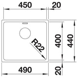 BLANCO ANDANO 450-U Edelstahl Seidenglanz ohne Ablauffernbedienung 522963