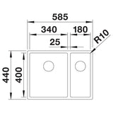 BLANCO CLARON 340/180-U Edelstahl Seidenglanz ohne Ablauffernbedienung Hauptbecken links 521609