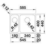 BLANCO SOLIS 340/180-IF Edelstahl Bürstfinish ohne Ablauffernbedienung Becken rechts 526130