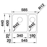 BLANCO SOLIS 340/180-IF Edelstahl Bürstfinish ohne Ablauffernbedienung Becken links 526131