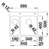 BLANCO SOLIS 340/180-IF/A Edelstahl Bürstfinish mit Ablauffernbedienung Becken rechts 526132