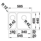 BLANCO SOLIS 340/180-U Edelstahl Bürstfinish ohne Ablauffernbedienung Becken rechts 526128