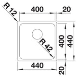 BLANCO SOLIS 400-IF Edelstahl Bürstfinish ohne Ablauffernbedienung 526118