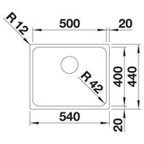 BLANCO SOLIS 500-U Edelstahl Bürstfinish ohne Ablauffernbedienung 526122