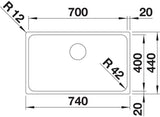 BLANCO SOLIS 700-IF Edelstahl Bürstfinish ohne Ablauffernbedienung 526126