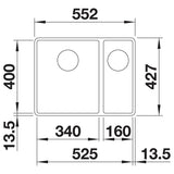 BLANCO SUBLINE 340/160-F SILGRANIT ohne Ablauffernbedienung Hauptbecken links café 523573